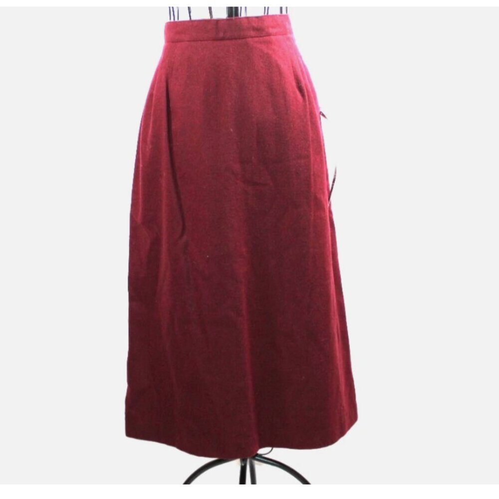 Vintage Sag Harbor Marina Pappas Dark Red Wool Skirt NOS Made in USA S/M